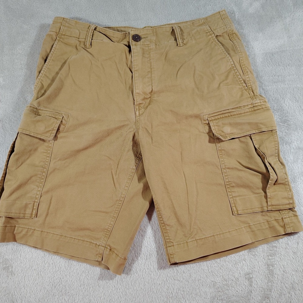 Lands End Cargo Shorts Men 34/9.5 Khaki Brown Outdoor Hiking Activity Beach